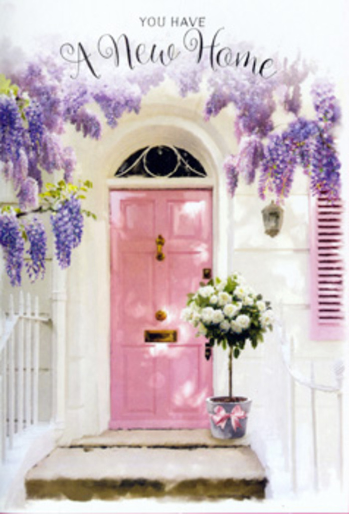 In this evocative New Cross doorway scene, the simple act of arriving home is turned into something poetic and uplifting. A pastel pink front door, delicately finished with a smooth, matt texture, forms the focal point, its colour reminiscent of early evening skies over SE14 once the sun slips behind the rooftops near New Cross Road. On either side, the whitewashed walls softly reflect the ambient light, and a lightly coloured shutter echoes the same blush tone, giving the whole frame a cohesive, gentle palette. From above, cascading wisteria drapes over the entrance in luxurious garlands of lavender and dusty purple, each pendant cluster made up of tiny blossoms that together create an impression of abundance. You can almost sense their perfume, sweet yet refined, the kind that might drift across a New Cross garden during late spring. At the doorstep, a grey metal bucket sits firmly, its understated industrial look providing a subtle contrast to the softness of the flowers. Inside, an ample bouquet of white and cream roses has been artfully arranged; their petals curl inwards and outwards like layers of silk, forming rounded, plush blooms. Delicate sprigs of green foliage weave between them, loosening the arrangement enough to keep it feeling fresh and airy rather than overly formal. A pink ribbon, in a tone that gently repeats the door's colour, is tied neatly around the bucket, its ends hanging in relaxed, flowing lines. The whole composition radiates calm, warmth, and anticipation-an ideal floral welcome for someone moving into a new townhouse near Goldsmiths, or a flat tucked off Queens Road. It speaks of a housewarming gift offered with thought and care, inviting joy, comfort, and a sense that this doorway is the beginning of many happy memories.